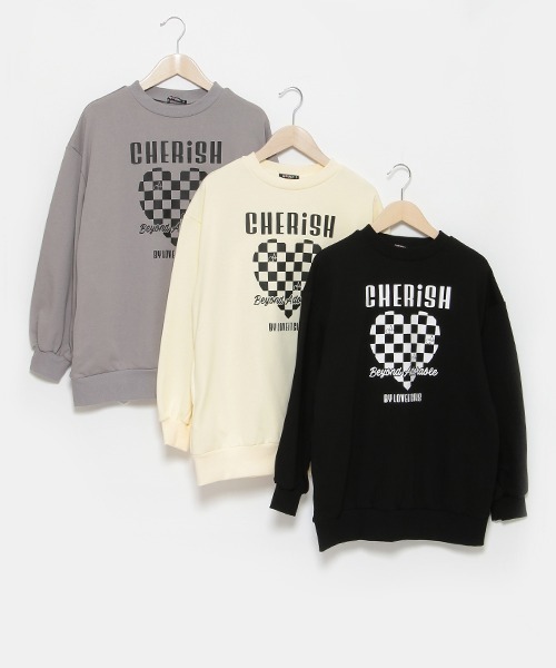 by LOVEiT（バイラビット）の「ハートチェッカーチュニック（スウェット・キッズ・オフホワイト/ブラック/グレー・150cm/160cm/120cm/130cm/140cm）」の4枚目の写真