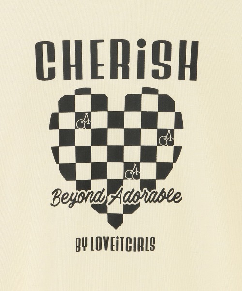 by LOVEiT（バイラビット）の「ハートチェッカーチュニック（スウェット・キッズ・オフホワイト/ブラック/グレー・150cm/160cm/120cm/130cm/140cm）」の7枚目の写真