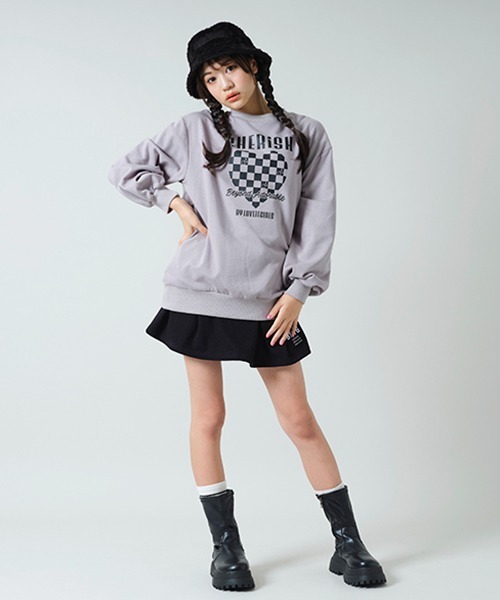 by LOVEiT（バイラビット）の「ハートチェッカーチュニック（スウェット・キッズ・オフホワイト/ブラック/グレー・150cm/160cm/120cm/130cm/140cm）」の14枚目の写真