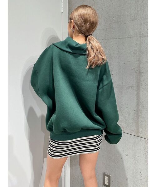 GYDA（ジェイダ）の「LOSANGELES ハーフZIP スウェット トップス（スウェット・レディース・オフホワイト/グリーン/ブラック・FREE）」の14枚目の写真