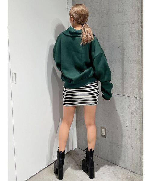 GYDA（ジェイダ）の「LOSANGELES ハーフZIP スウェット トップス（スウェット・レディース・オフホワイト/グリーン/ブラック・FREE）」の16枚目の写真