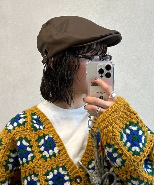 CPCM（シーピーシーエム）の「フェイクレザーハンチング（ハンチング/ベレー帽・メンズ・ブラウン/ブラック・F）」の4枚目の写真