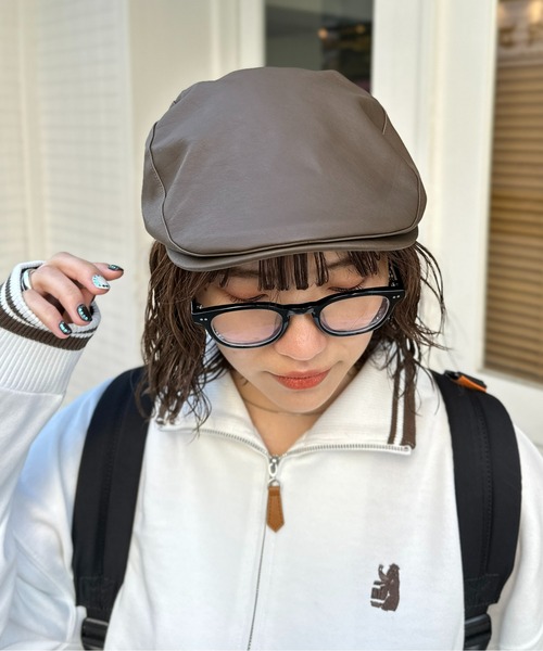 CPCM（シーピーシーエム）の「フェイクレザーハンチング（ハンチング/ベレー帽・メンズ・ブラウン/ブラック・F）」の5枚目の写真