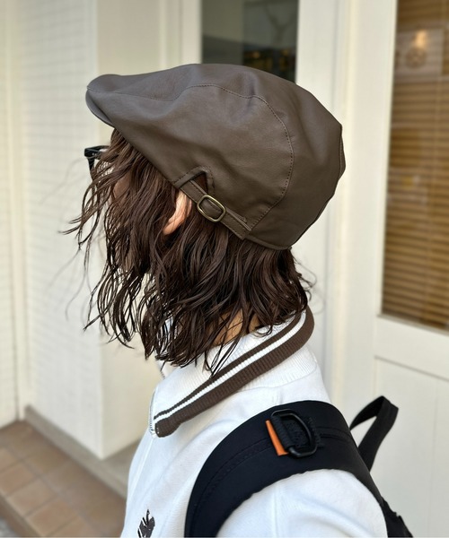 CPCM（シーピーシーエム）の「フェイクレザーハンチング（ハンチング/ベレー帽・メンズ・ブラウン/ブラック・F）」の6枚目の写真