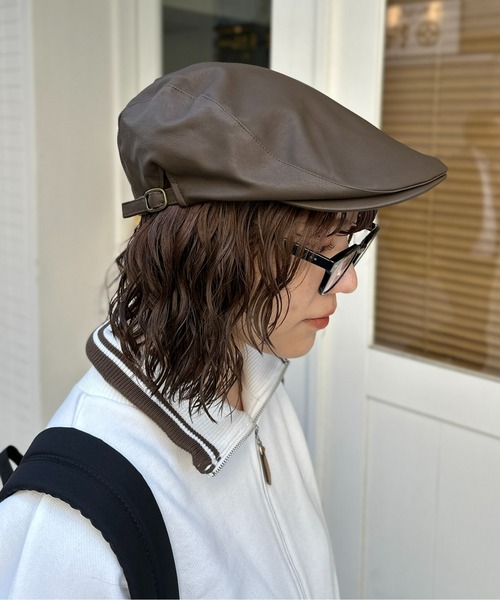 CPCM（シーピーシーエム）の「フェイクレザーハンチング（ハンチング/ベレー帽・メンズ・ブラウン/ブラック・F）」の7枚目の写真