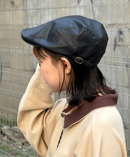 CPCM（シーピーシーエム）の「フェイクレザーハンチング（ハンチング/ベレー帽・メンズ・ブラウン/ブラック・F）」の9枚目の写真