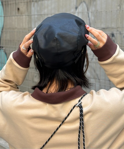 CPCM（シーピーシーエム）の「フェイクレザーハンチング（ハンチング/ベレー帽・メンズ・ブラウン/ブラック・F）」の10枚目の写真