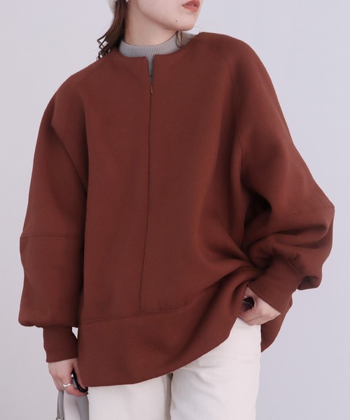 reca(レカ)の「オシャレ防寒も妥協しない!裏起毛ランタンスリーブプルオーバー(スウェット・レディース・ブラック/キナリ/レッド系その他・FREE)」の3枚目の写真
