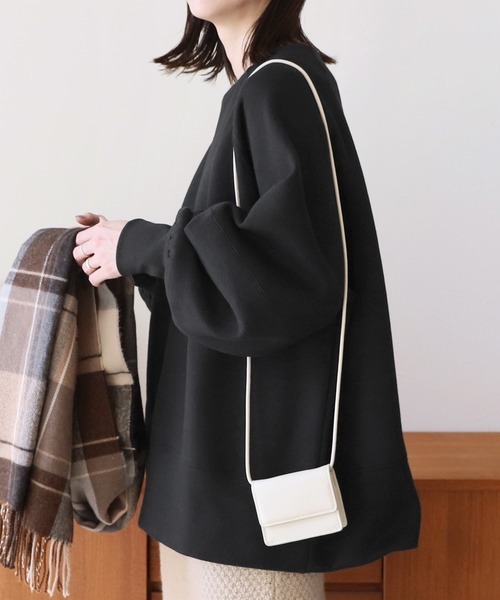 reca(レカ)の「オシャレ防寒も妥協しない!裏起毛ランタンスリーブプルオーバー(スウェット・レディース・ブラック/キナリ/レッド系その他・FREE)」の8枚目の写真