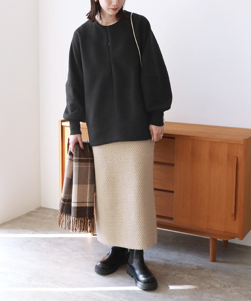 reca(レカ)の「オシャレ防寒も妥協しない!裏起毛ランタンスリーブプルオーバー(スウェット・レディース・ブラック/キナリ/レッド系その他・FREE)」の10枚目の写真