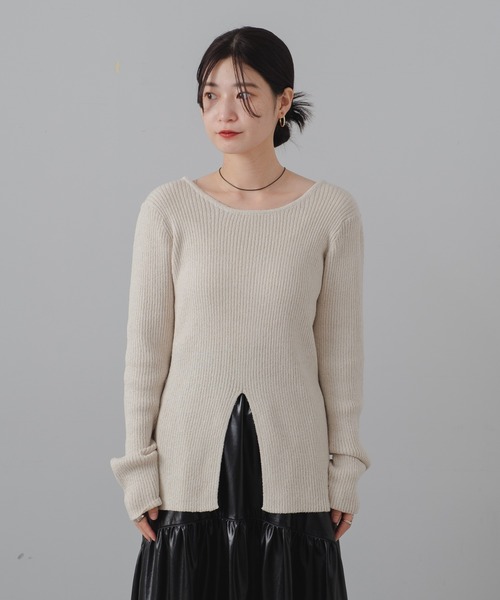 Kastane（カスタネ）の「センタースリットメランジプルオーバー（Tシャツ/カットソー・レディース・イエロー/チャコールグレー/アイボリー・FREE）」の9枚目の写真