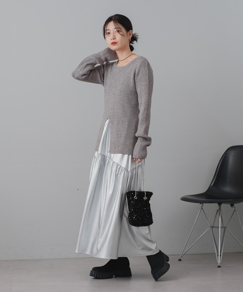 Kastane（カスタネ）の「センタースリットメランジプルオーバー（Tシャツ/カットソー・レディース・イエロー/チャコールグレー/アイボリー・FREE）」の21枚目の写真