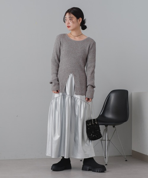 Kastane（カスタネ）の「センタースリットメランジプルオーバー（Tシャツ/カットソー・レディース・イエロー/チャコールグレー/アイボリー・FREE）」の20枚目の写真