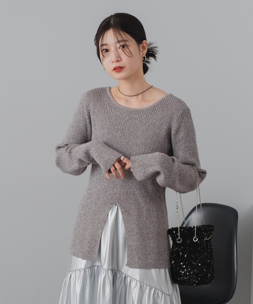 Kastane（カスタネ）の「センタースリットメランジプルオーバー（Tシャツ/カットソー・レディース・イエロー/チャコールグレー/アイボリー・FREE）」の17枚目の写真