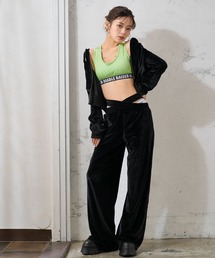 ウエストクロスシャーリング細見えベロアパンツ