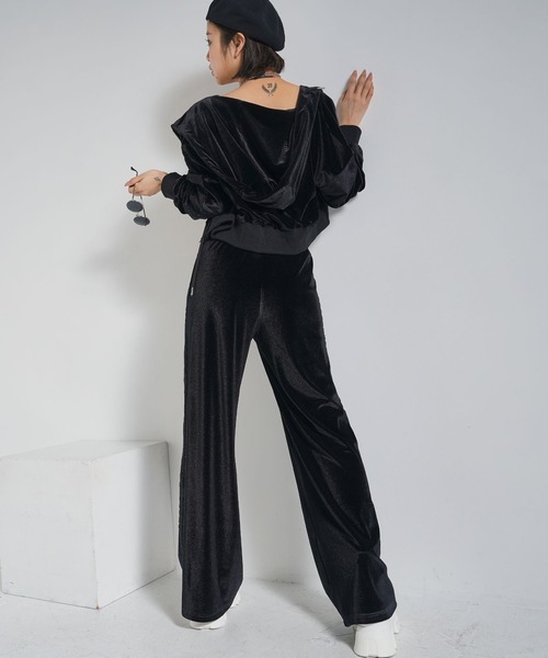 Diable baiser(ディアブルベーゼ)の「ウエストクロスシャーリング細見えベロアパンツ(その他パンツ・レディース・ブラック・M-L)」の7枚目の写真