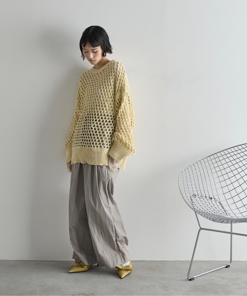 THE YOn(ザヨン)の「シャイニーナイロンタックワイドパンツ(その他パンツ・レディース・ミント/オフホワイト/グレー/オリーブ/ダークグレー/セージグリーン/サーモンピンク・FREE)」の8枚目の写真