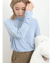 Samansa Mos2 blue | 【帯電防止】タートルネックプルオーバー(Tシャツ/カットソー)