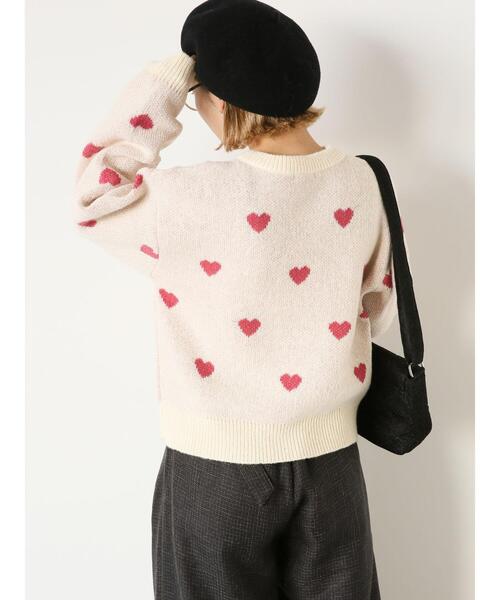 ehka sopo（エヘカソポ）の「ハート柄プルオーバー（ニット/セーター・レディース・ネイビー/ミント/キナリ/ラベンダー・F）」の11枚目の写真