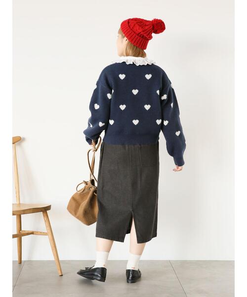 ehka sopo（エヘカソポ）の「ハート柄プルオーバー（ニット/セーター・レディース・ネイビー/ミント/キナリ/ラベンダー・F）」の18枚目の写真