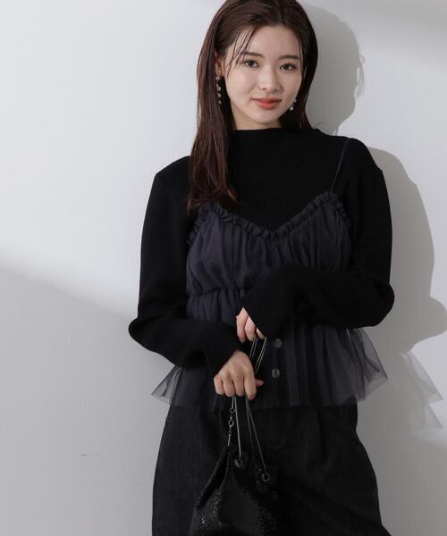 PROPORTION BODY DRESSING（プロポーションボディドレッシング）の「チュールキャミレイヤードニットプルオーバー / 1214170110（ニット/セーター・レディース・ブラック/ホワイト系その他・FREE）」の8枚目の写真