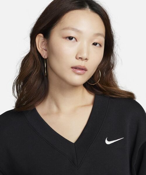 NIKE クロップド　フリース　Ｖネック　トレーナー　ナイキ　XL ブラック NIKE クロップド フリース Vネック トレーナー ナイキ XL