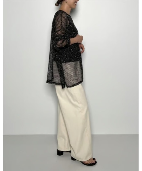 CHIGNON(シニヨン)の「CHIGNON ネップメッシュプルオーバー(Tシャツ/カットソー・レディース・オフホワイト/ブラウン/ブラック・FREE)」の6枚目の写真