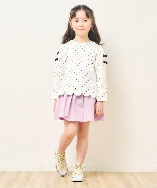 apres les cours（アプレレクール）の「インパンツ付きギャザースカート（スカート・キッズ・チェック/インディゴブルー/イエロー/ピンク/サックスブルー・80/90/100/110/120/130/140）」の6枚目の写真