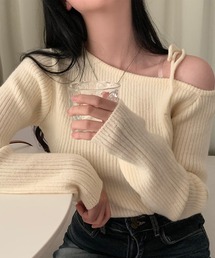 leune（ルネ）の「リボンワンショルダーリブニット（ニット/セーター）」