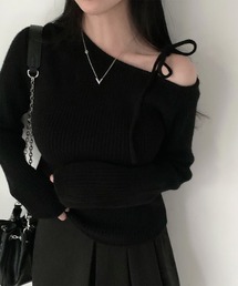 leune（ルネ）の「リボンワンショルダーリブニット（ニット/セーター）」