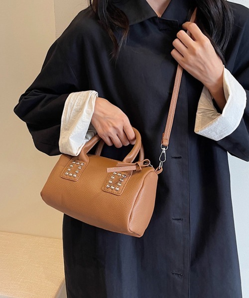 Miniministore(ミニミニストア)の「ボストンバッグ 小さめ ショルダーバッグ(ショルダーバッグ・レディース・ブラック/フューシャピンク/ライトブラウン/ホワイト/ピンク/グリーン・FREE)」の4枚目の写真