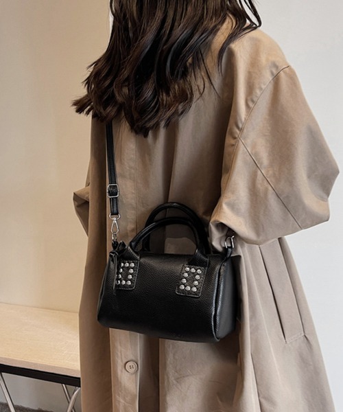 Miniministore(ミニミニストア)の「ボストンバッグ 小さめ ショルダーバッグ(ショルダーバッグ・レディース・ブラック/フューシャピンク/ライトブラウン/ホワイト/ピンク/グリーン・FREE)」の3枚目の写真