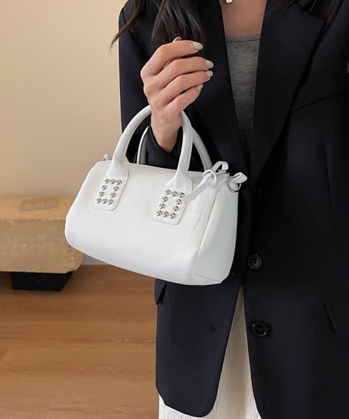 Miniministore(ミニミニストア)の「ボストンバッグ 小さめ ショルダーバッグ(ショルダーバッグ・レディース・ブラック/フューシャピンク/ライトブラウン/ホワイト/ピンク/グリーン・FREE)」の9枚目の写真