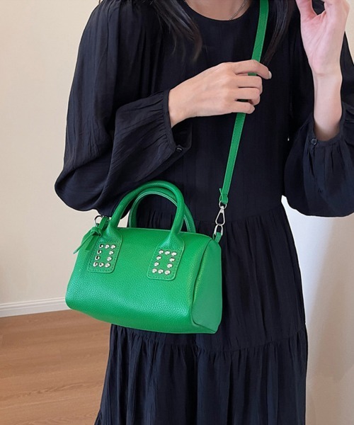 Miniministore(ミニミニストア)の「ボストンバッグ 小さめ ショルダーバッグ(ショルダーバッグ・レディース・ブラック/フューシャピンク/ライトブラウン/ホワイト/ピンク/グリーン・FREE)」の12枚目の写真