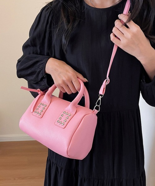 Miniministore(ミニミニストア)の「ボストンバッグ 小さめ ショルダーバッグ(ショルダーバッグ・レディース・ブラック/フューシャピンク/ライトブラウン/ホワイト/ピンク/グリーン・FREE)」の13枚目の写真