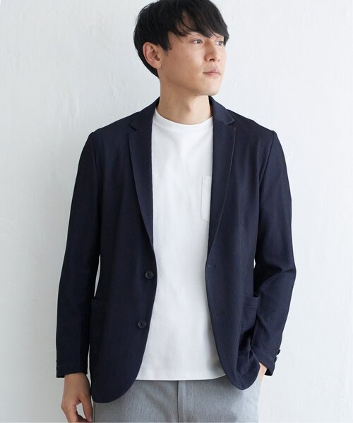 IKKA LOUNGE(イッカラウンジ)の「GOKU楽ワーク サッカージャケット(テーラードジャケット・メンズ・ネイビー/ベージュ・S/M/L/XL)」の17枚目の写真