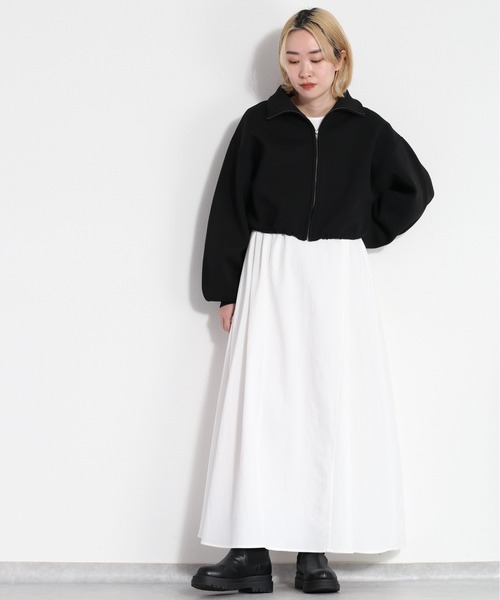 cepo(セポ)の「【セットアイテム】ジップニットカーディガン+ワンピース アンサンブル(ワンピース・レディース・ミント/オフホワイト/ブラック・M)」の2枚目の写真