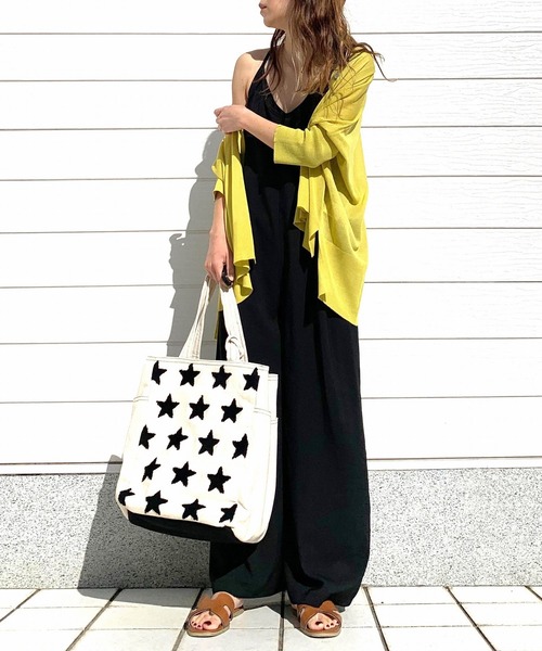 Q(キュー)の「バックシャンキャミサロペット(サロペット/オーバーオール・レディース・ブラック/ベージュ・MEDIUM)」の7枚目の写真
