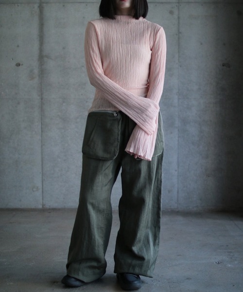 Plisse flare sleeve top（Tシャツ/カットソー）｜gina tricot（ジーナトリコ）