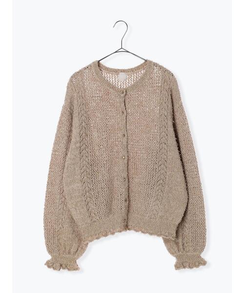 TSUHARU by Samansa Mos2(ツハルバイサマンサモスモス)の「チリチリヤーンニットカーディガン(カーディガン/ボレロ・レディース・グリーン/ベージュ/キナリ・F)」の4枚目の写真