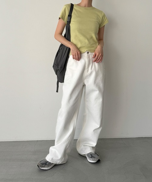 CANAL JEAN（キャナルジーン）の「El mar　コンパクト半袖Tシャツ（Tシャツ/カットソー・レディース・アイボリー/ブラック/ライム/ブルー・ONE SIZE）」の19枚目の写真