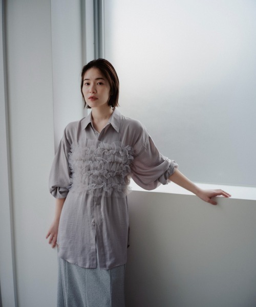 Kastane（カスタネ）の「【紐取り外し可】紐つきチュールビスチェ（キャミソール・レディース・アイボリー/ブラック/グレー/ライム/レッド・FREE）」の6枚目の写真