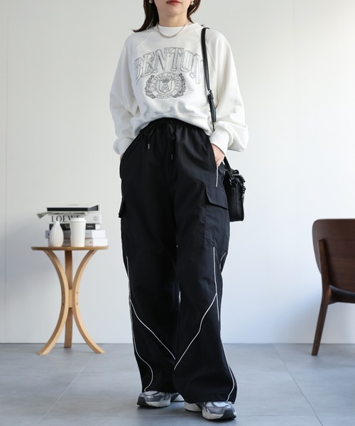 ap retro（アプレトロ）の「配色パイピングトラックパンツ / ナイロンラインパンツ（その他パンツ・レディース・グレー/チャコールグレー/アイボリー/ブラック・FREE）」の21枚目の写真