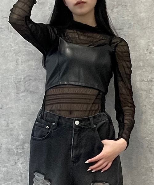 Figments（フィグメンツ）の「合皮ビスチェ（キャミソール・レディース・ブラック・FREE）」の2枚目の写真