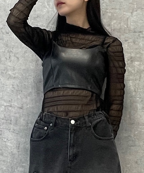 Figments（フィグメンツ）の「合皮ビスチェ（キャミソール・レディース・ブラック・FREE）」の3枚目の写真