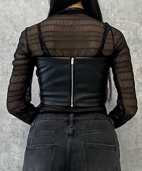 Figments（フィグメンツ）の「合皮ビスチェ（キャミソール・レディース・ブラック・FREE）」の4枚目の写真