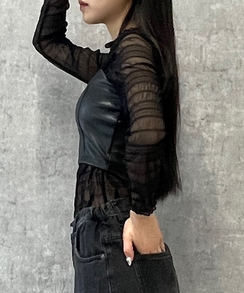 Figments（フィグメンツ）の「合皮ビスチェ（キャミソール・レディース・ブラック・FREE）」の10枚目の写真