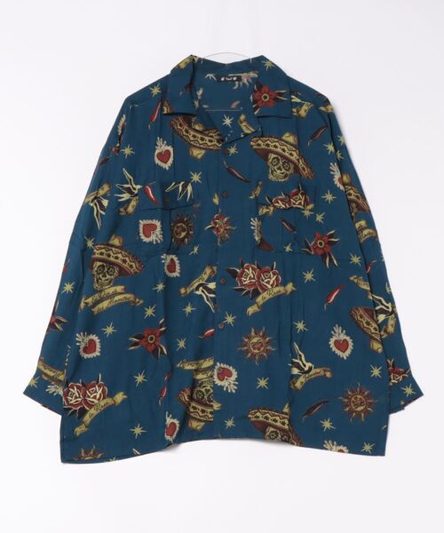 チャイハネ(チャイハネ)の「【チャイハネ】メキシカン柄MEN'Sシャツ(シャツ/ブラウス・メンズ・ホワイト/グリーン/ブラック/ブルー・FREE)」の4枚目の写真