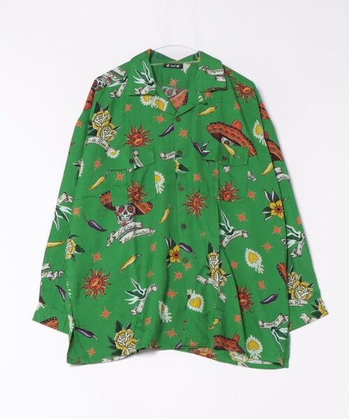チャイハネ(チャイハネ)の「【チャイハネ】メキシカン柄MEN'Sシャツ(シャツ/ブラウス・メンズ・ホワイト/グリーン/ブラック/ブルー・FREE)」の3枚目の写真