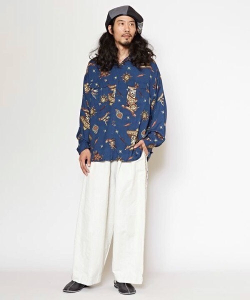 チャイハネ(チャイハネ)の「【チャイハネ】メキシカン柄MEN'Sシャツ(シャツ/ブラウス・メンズ・ホワイト/グリーン/ブラック/ブルー・FREE)」の6枚目の写真